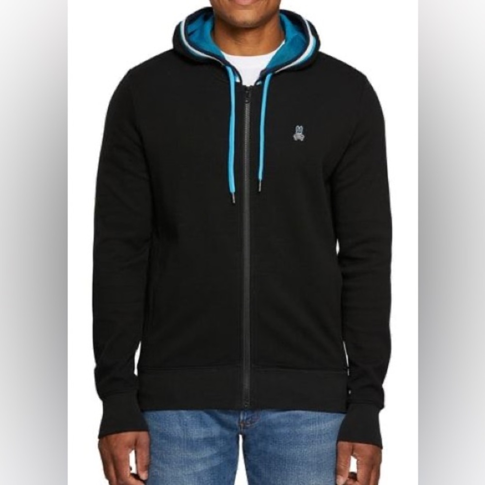 Psycho Bunny Holcombe Zip Hoodie In Black - size 5 (m).